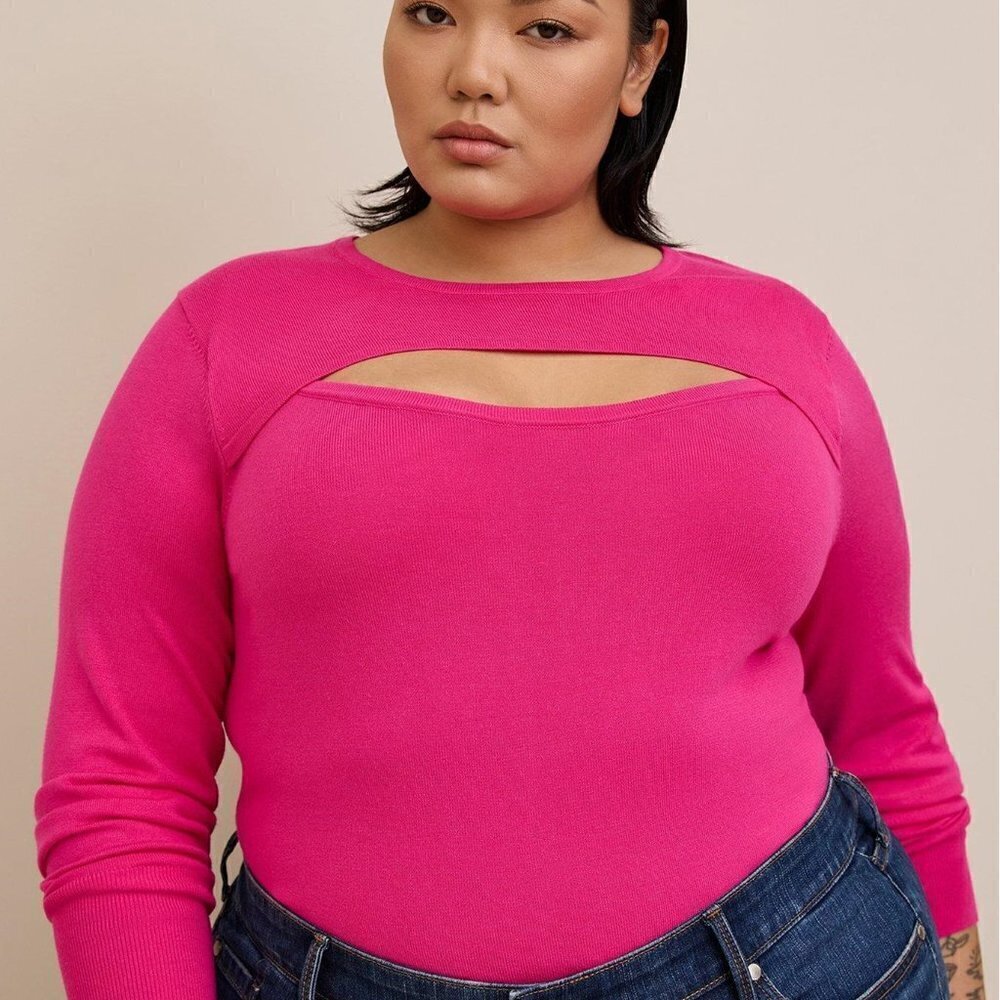 Torrid - Pullover Fitted Sweater in Hot Pink